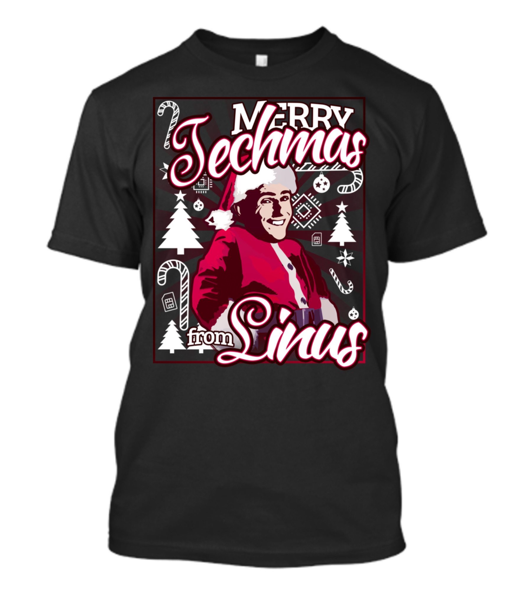 Merry Techmas From Linus Christmas Santa Holiday T-Shirt