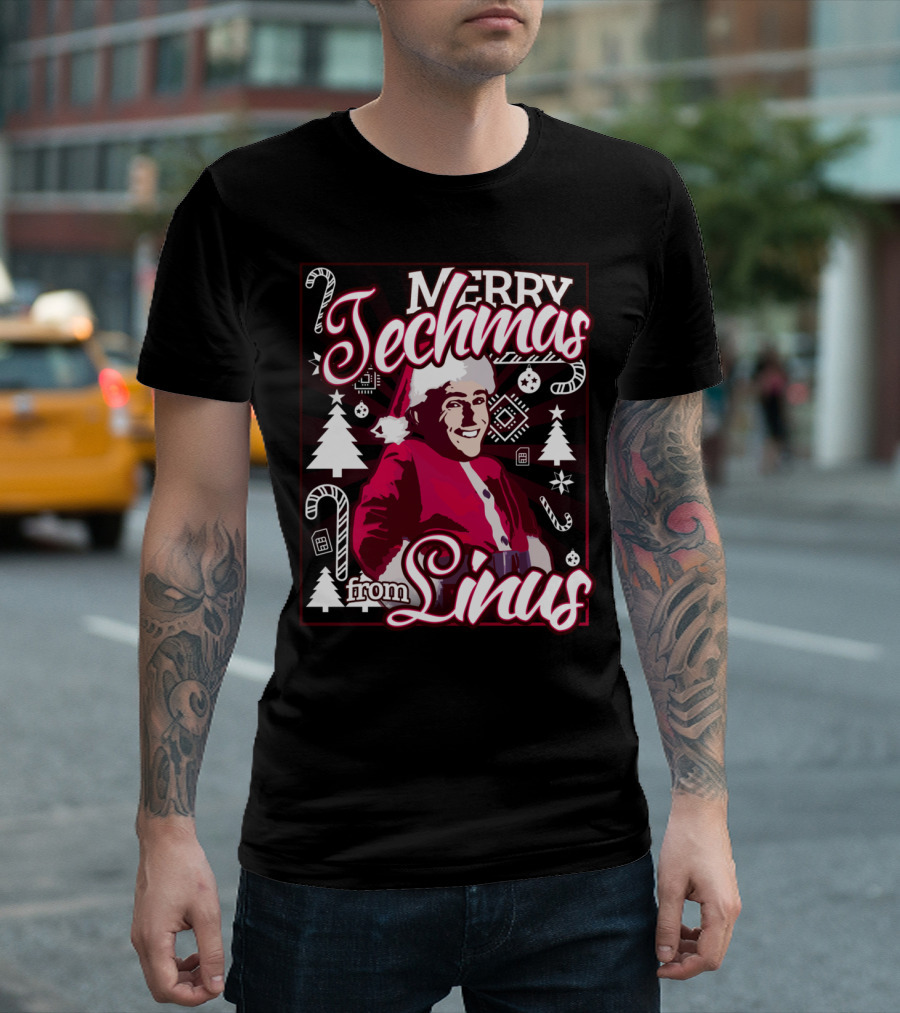Merry Techmas From Linus Christmas Santa Holiday T-Shirt