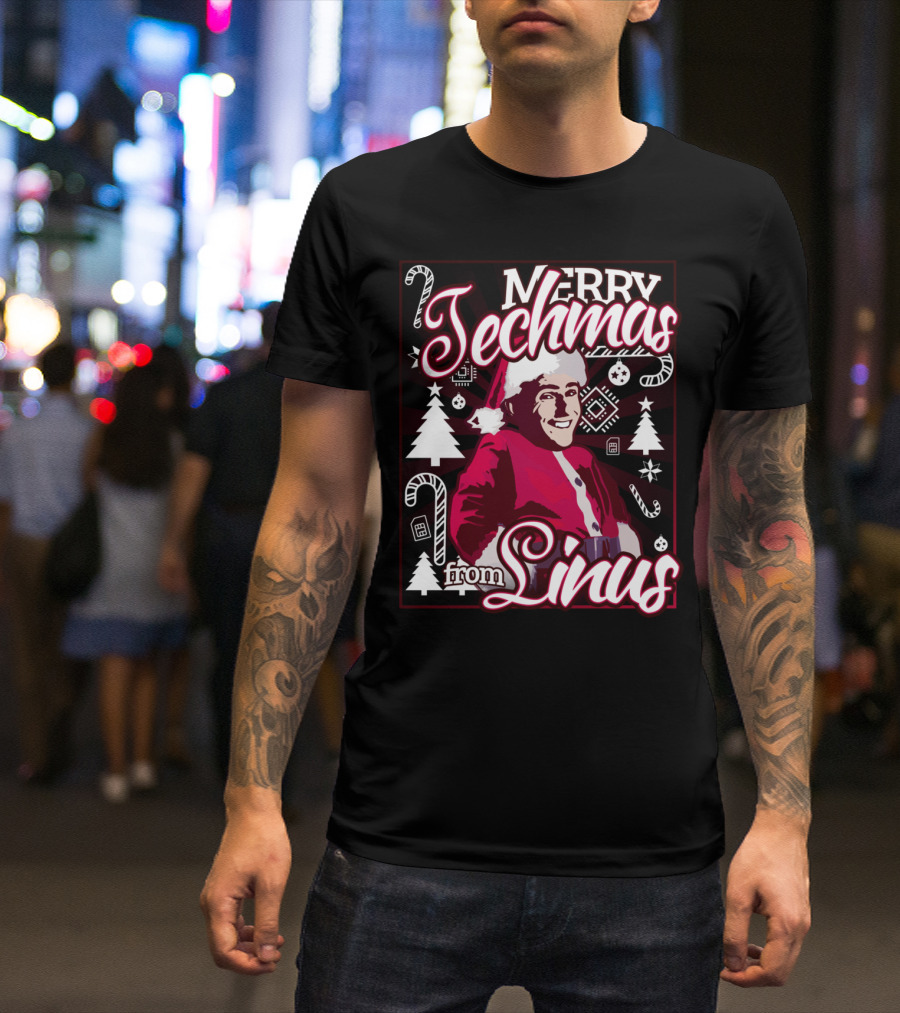 Merry Techmas From Linus Christmas Santa Holiday T-Shirt
