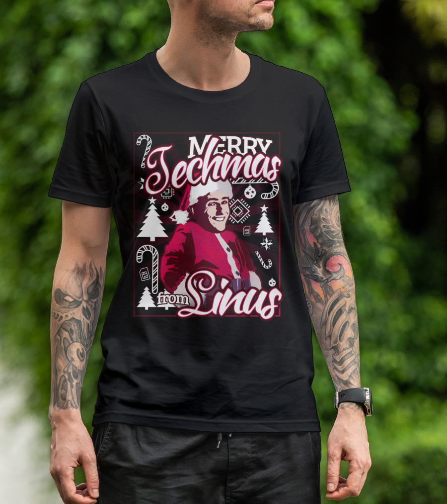 Merry Techmas From Linus Christmas Santa Holiday T-Shirt