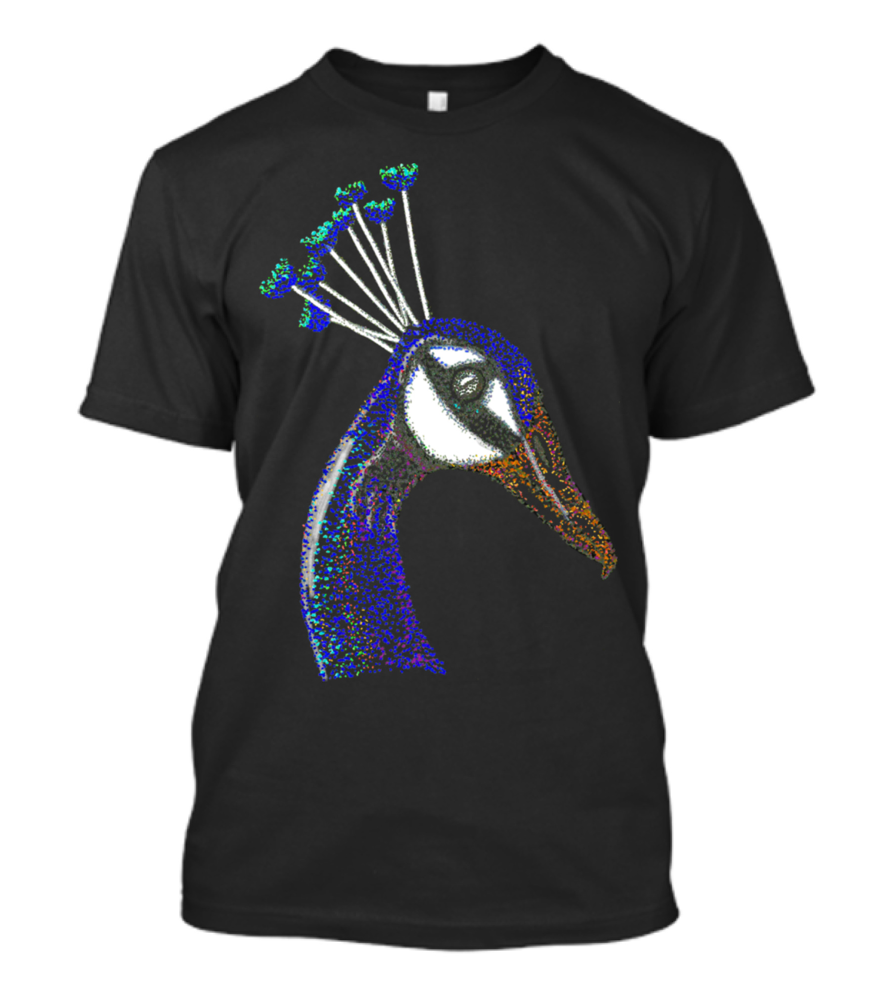 Peacock Profile Vivid Pointillism T-Shirt