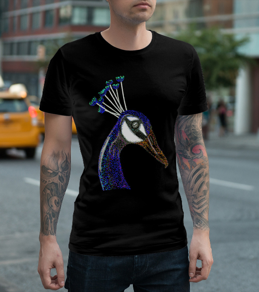 Peacock Profile Vivid Pointillism T-Shirt