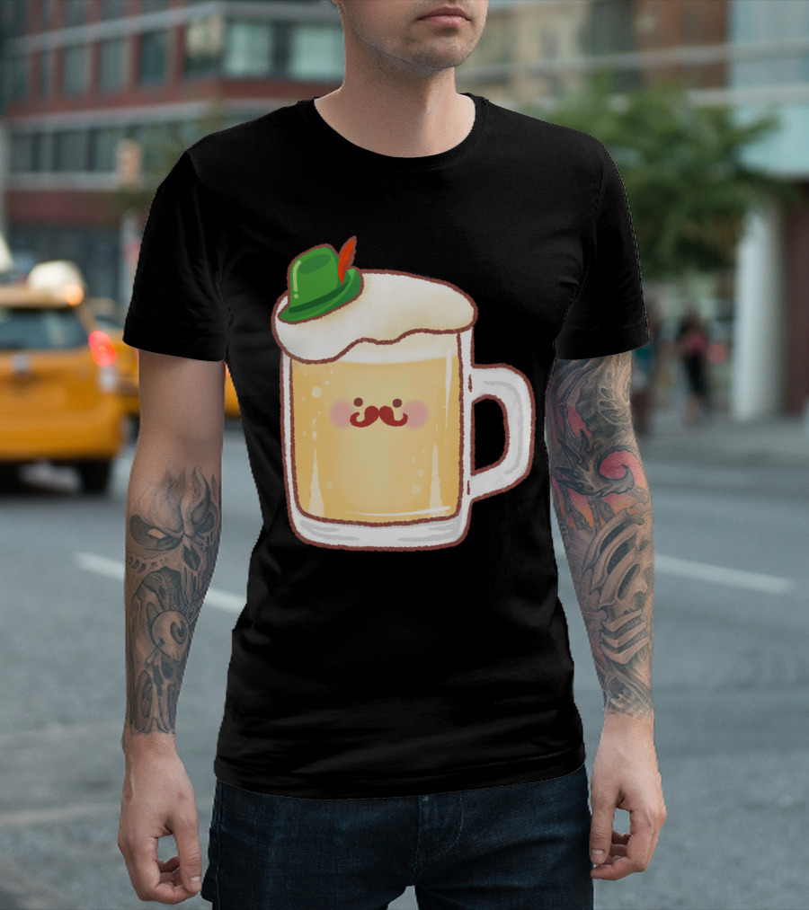 German Beer Little Cute Bavarian Mug With Green Hat T-Shirt