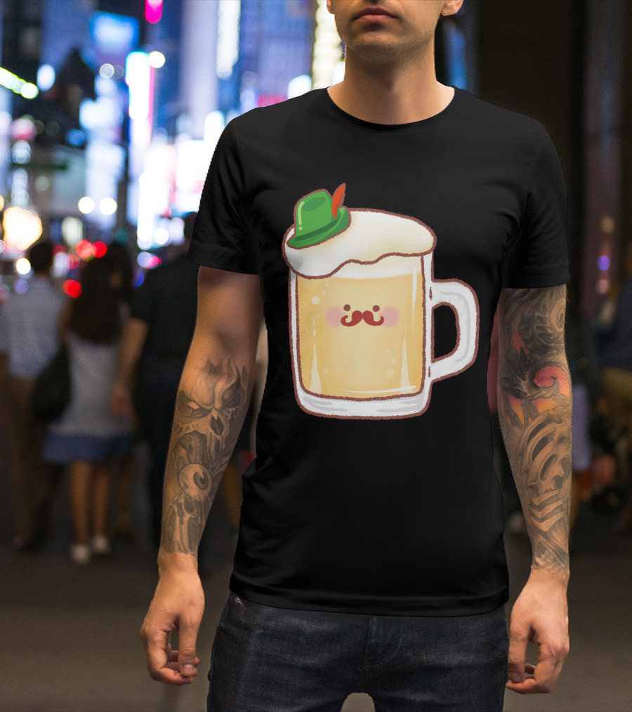German Beer Little Cute Bavarian Mug With Green Hat T-Shirt