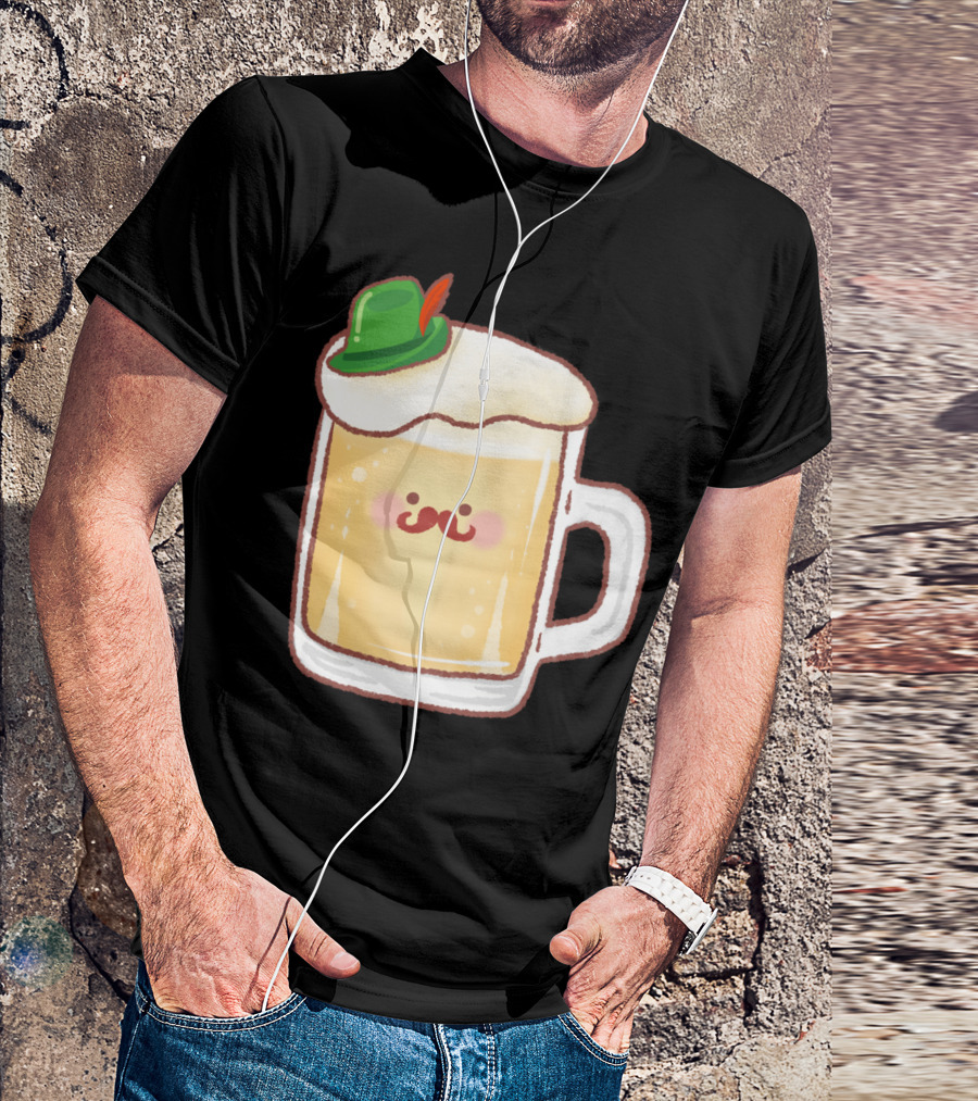 German Beer Little Cute Bavarian Mug With Green Hat T-Shirt