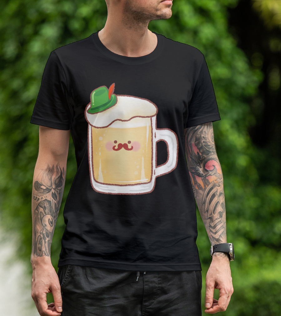 German Beer Little Cute Bavarian Mug With Green Hat T-Shirt