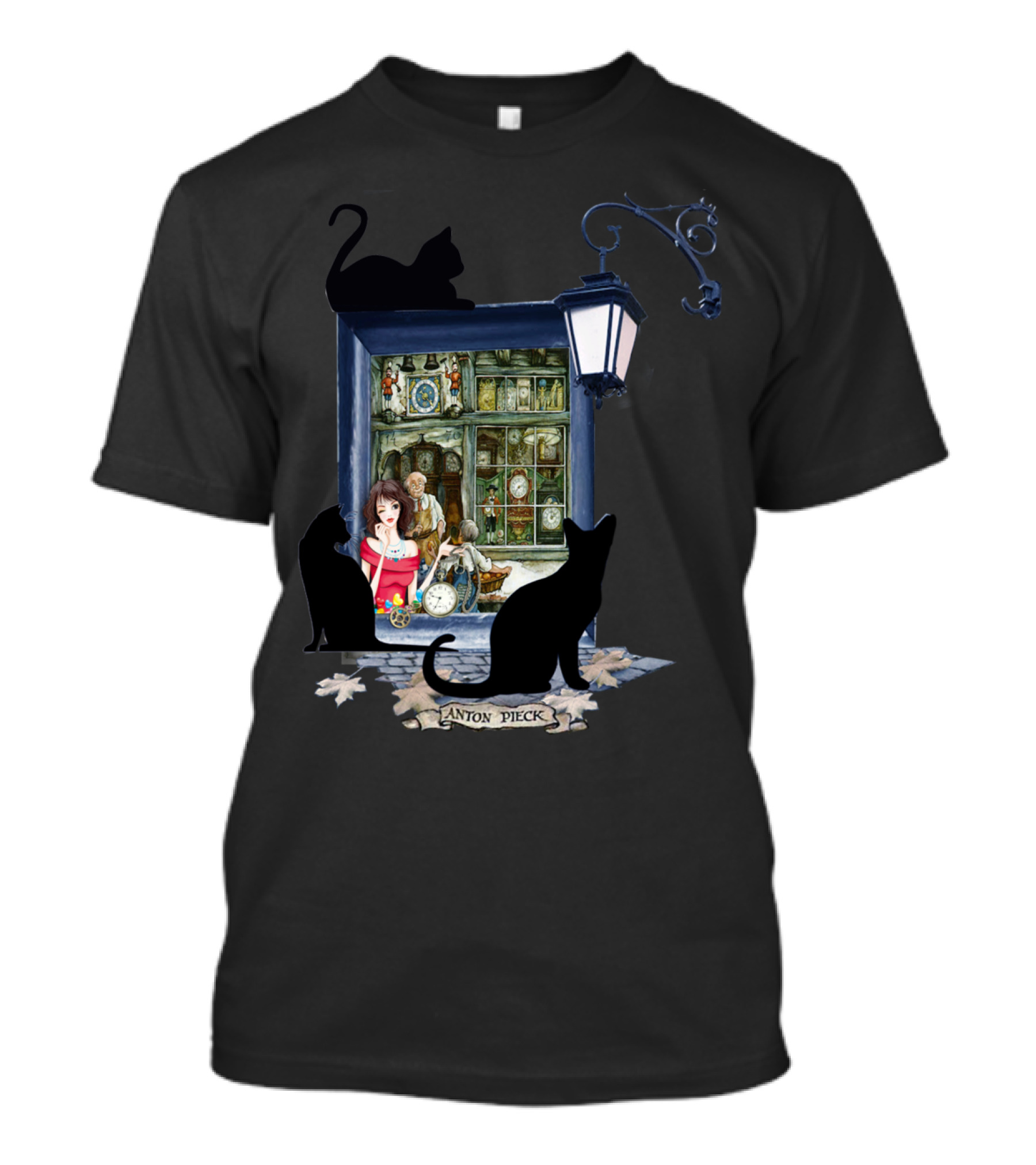 Anton Pieck The Maker Shop In Old Amsterdam Vintage Cats Lantern Scene T-Shirt