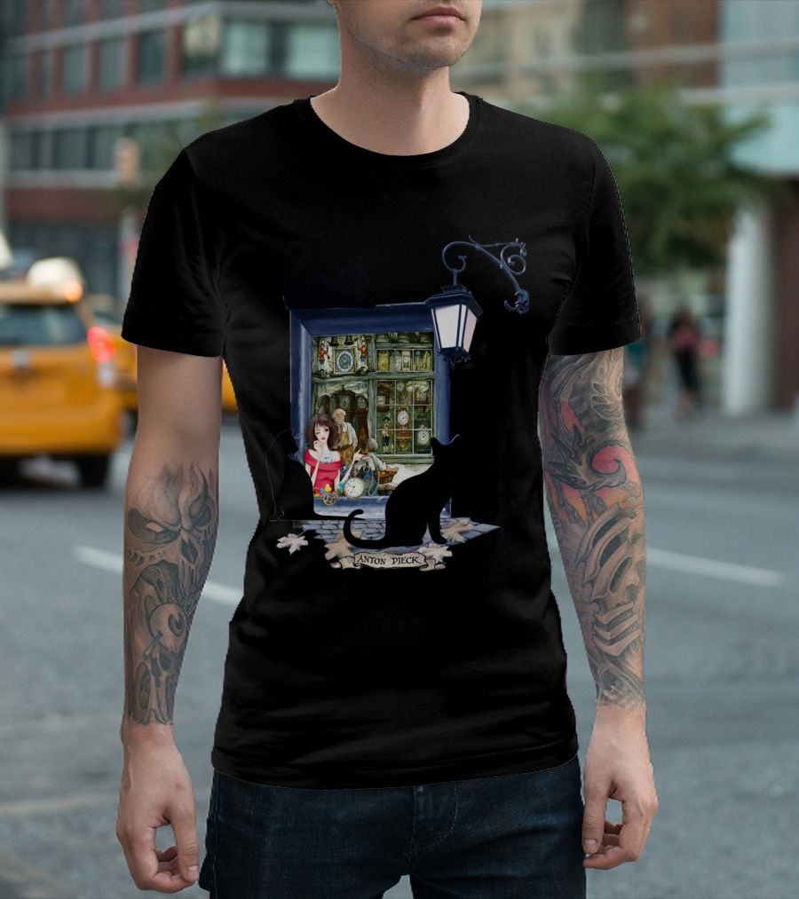 Anton Pieck The Maker Shop In Old Amsterdam Vintage Cats Lantern Scene T-Shirt