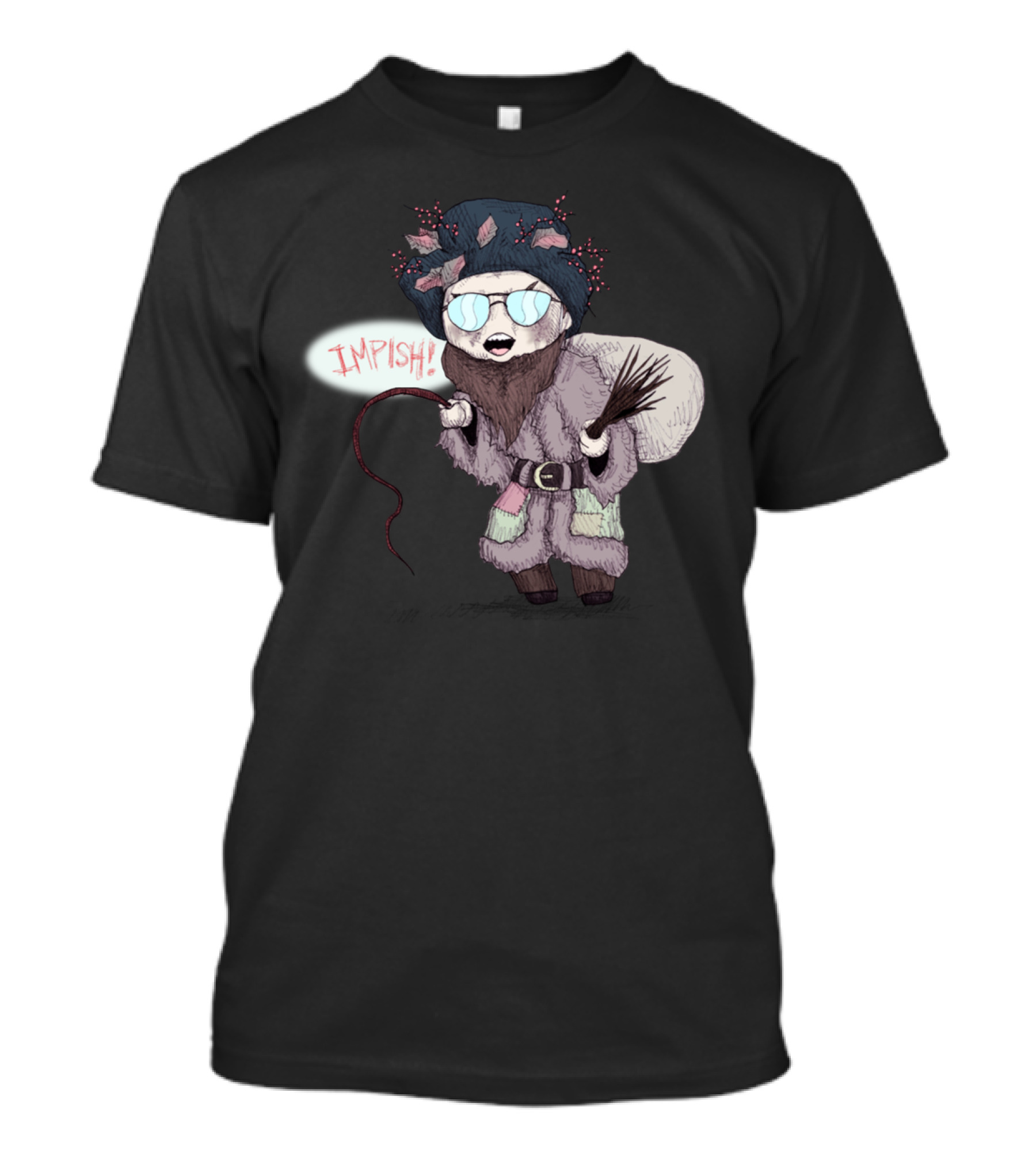 Belsnickel Impish Wild Christmas Character With Whip And Sack T-Shirt