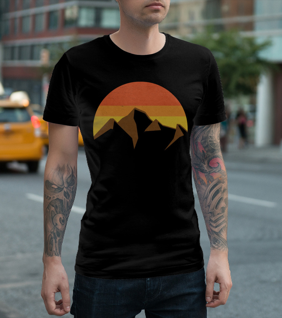 Peaks And Summits And Fall Sun Retro Mountain Sunset T-Shirt