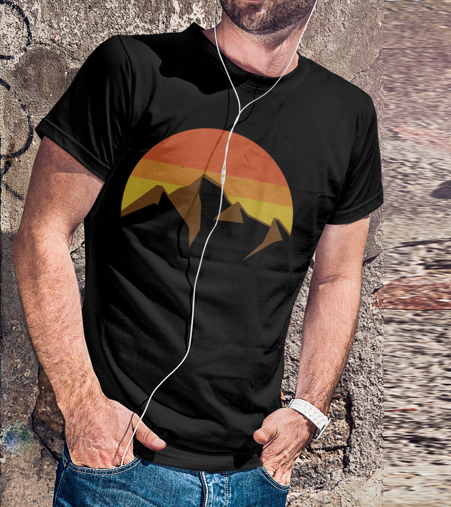 Peaks And Summits And Fall Sun Retro Mountain Sunset T-Shirt