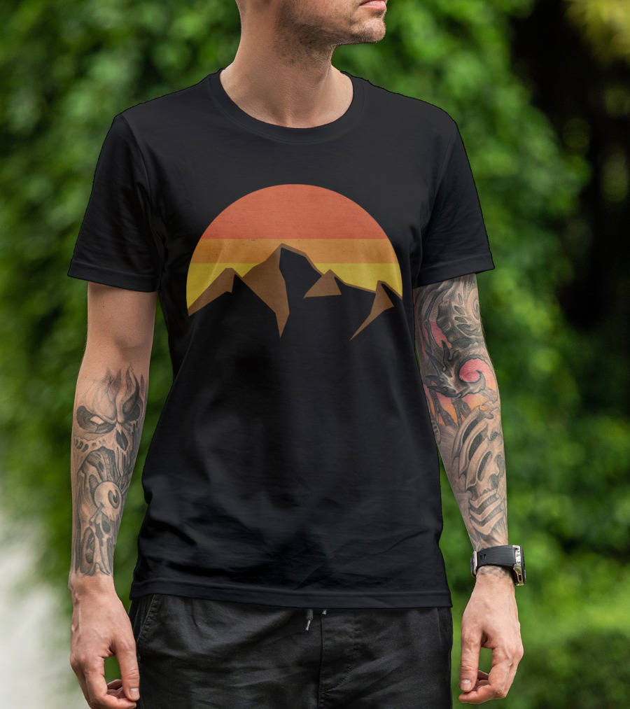 Peaks And Summits And Fall Sun Retro Mountain Sunset T-Shirt