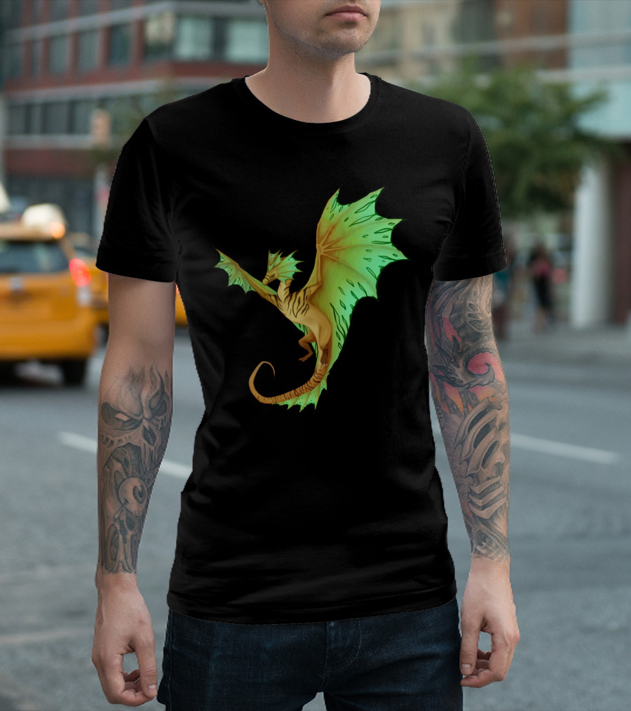 Dragon Mythical Creatures Challenge Tiger Striped Winged Fantasy T-Shirt