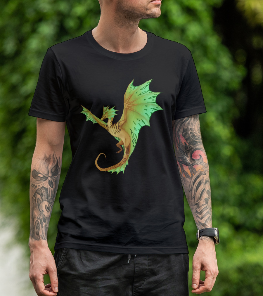 Dragon Mythical Creatures Challenge Tiger Striped Winged Fantasy T-Shirt
