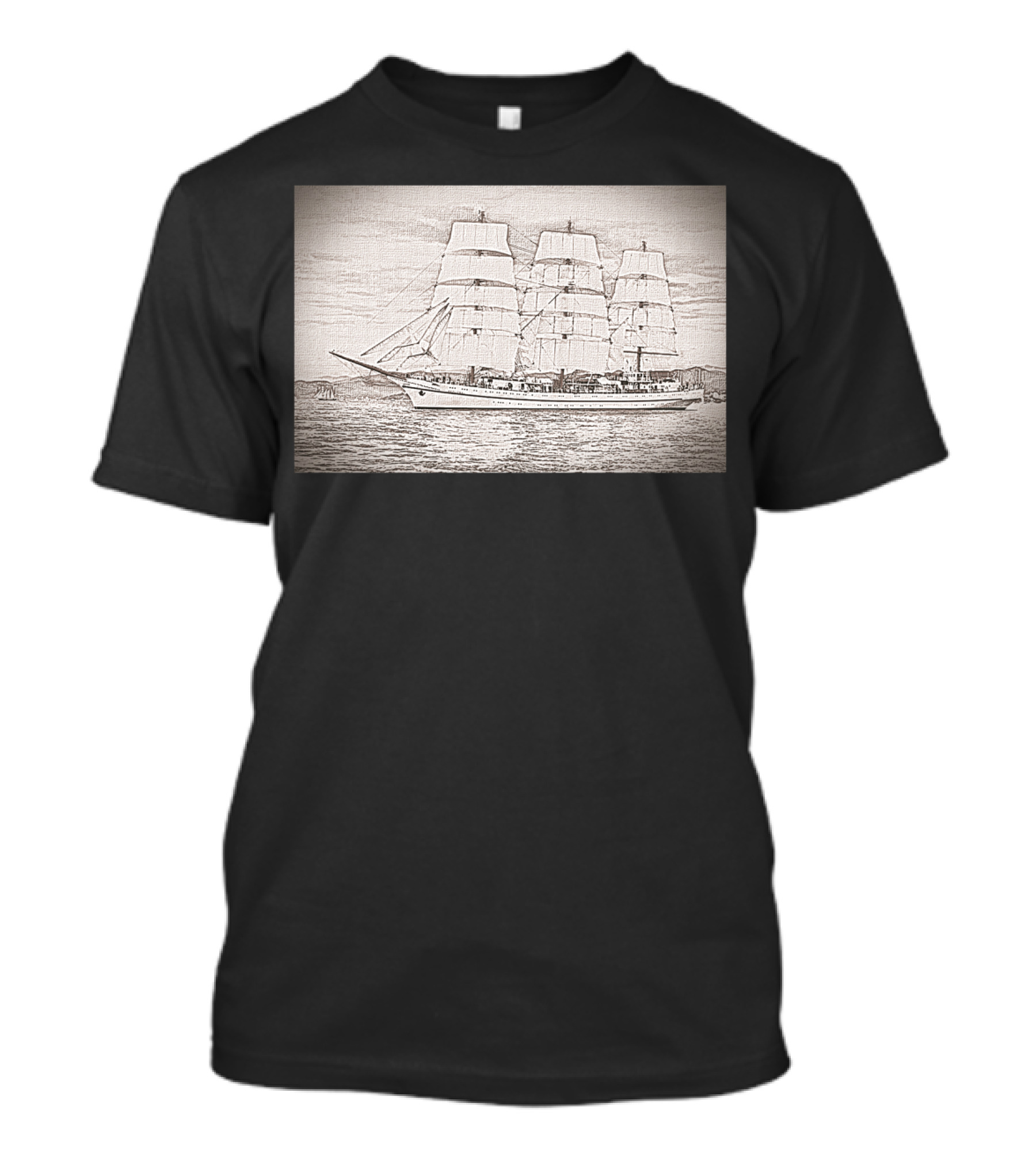 TS Hersones Sailing Ship Vintage Sketch T-Shirt