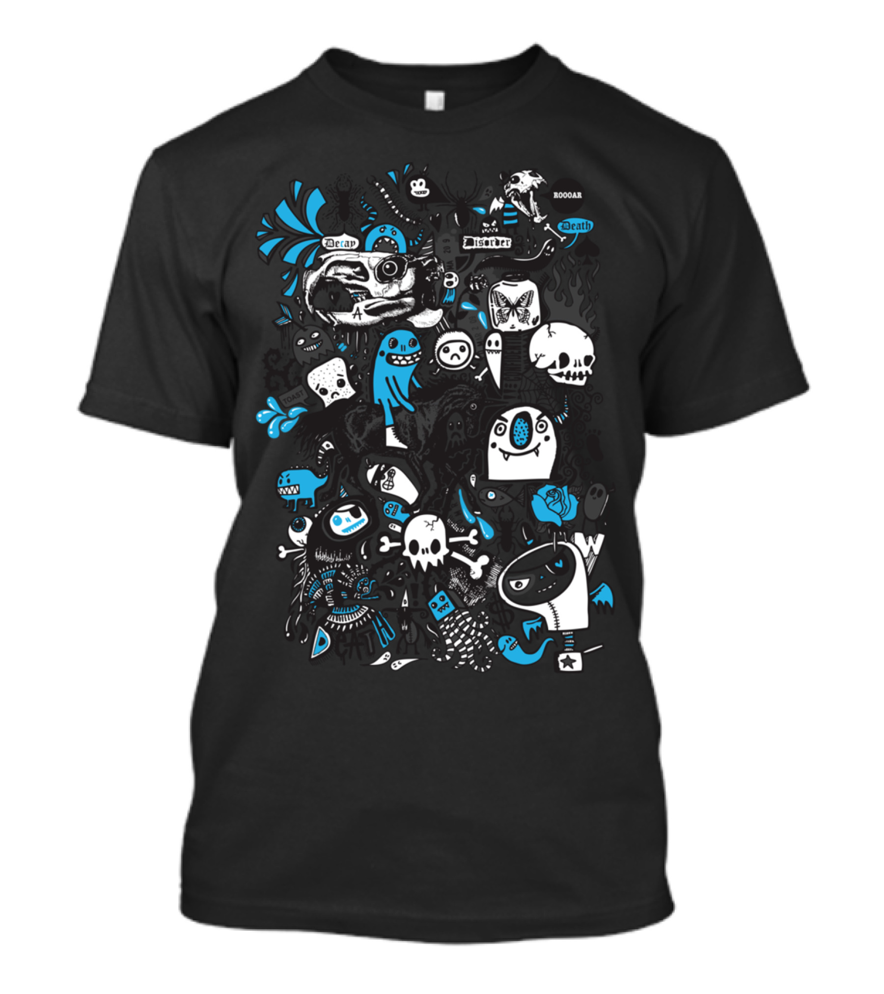 Decay Disorder Death Booaar Monsters Skulls Bones Graffiti Guilty Pleasures T-Shirt