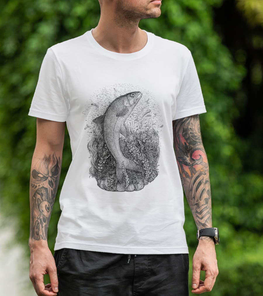 Asp The Knight Fish Chess Series Inked Illustrations Of Aquatic Majesty T-Shirt