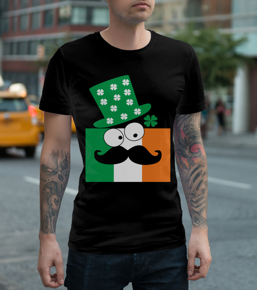 Irish Flag Mustache Clover Hat Luck T-Shirt