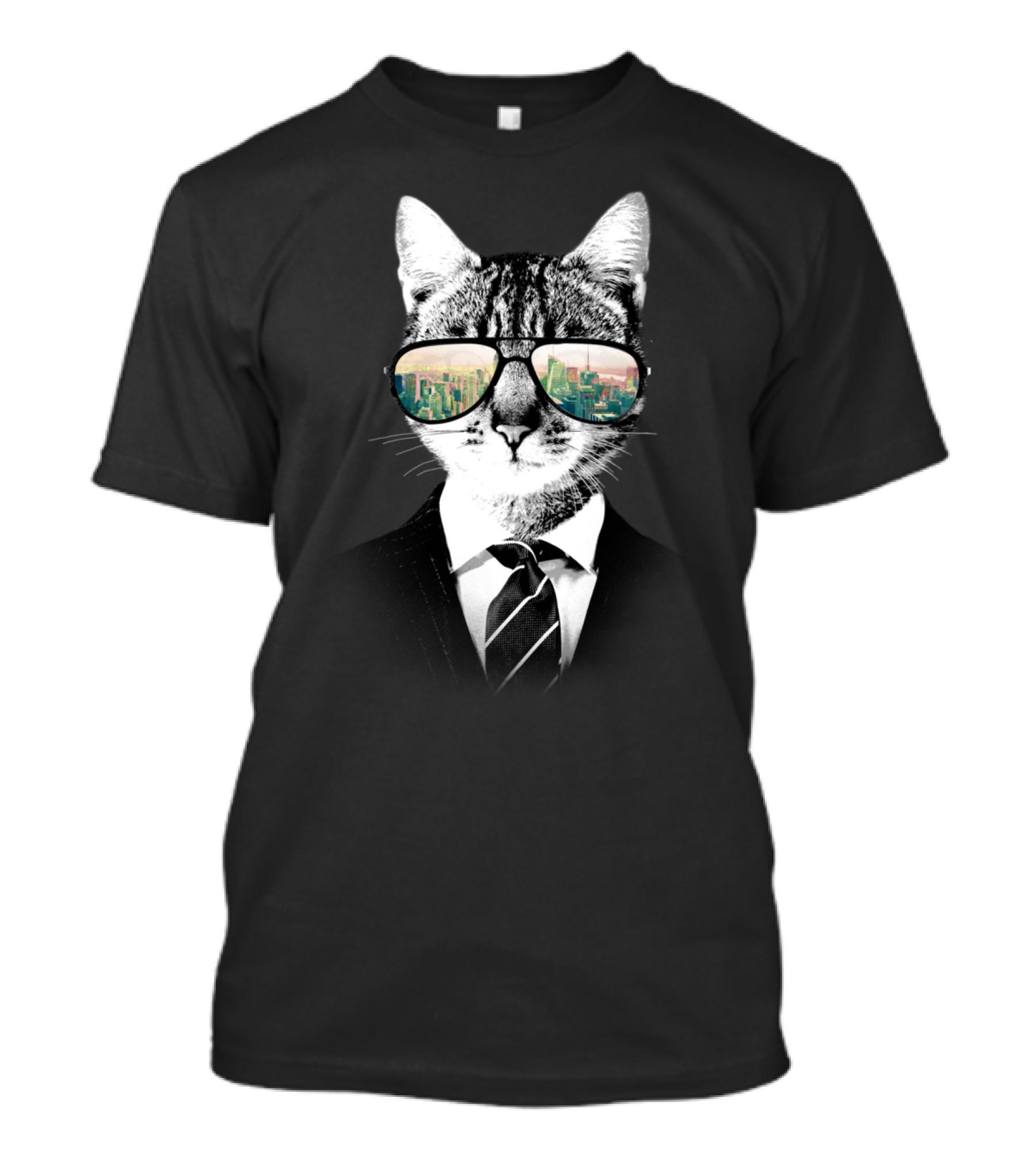 NYC Cat In Suit With Skyline Sunglasses T-Shirt