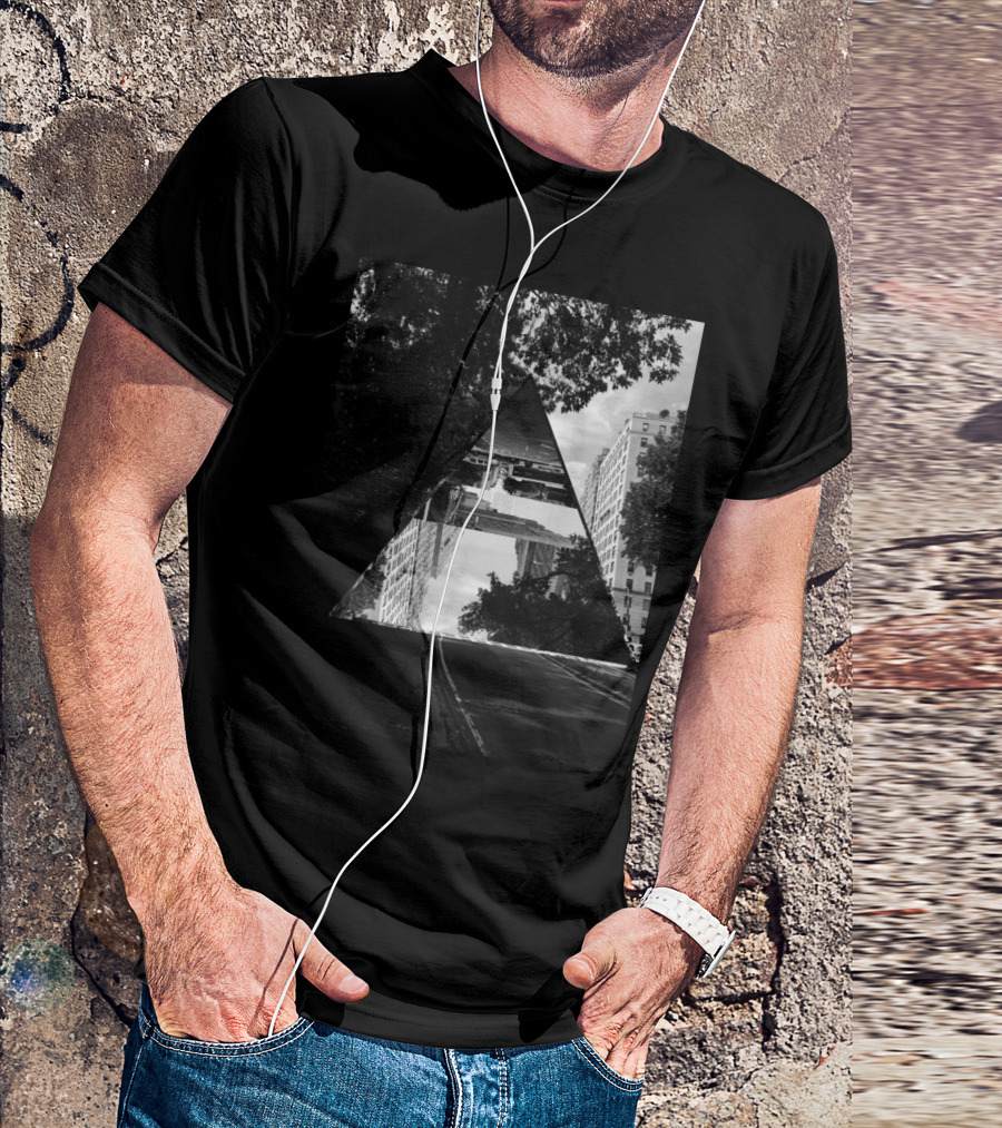 NYC Chaos Urban Reflections Triangular Visuals T-Shirt