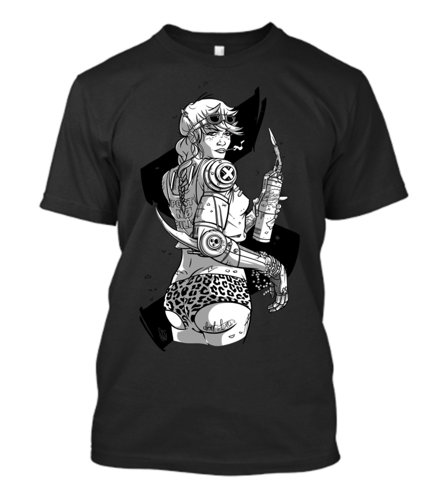 Ro Bo Boo Tay Post No Bills Leopard Don't Touch Cyber Punk T-Shirt
