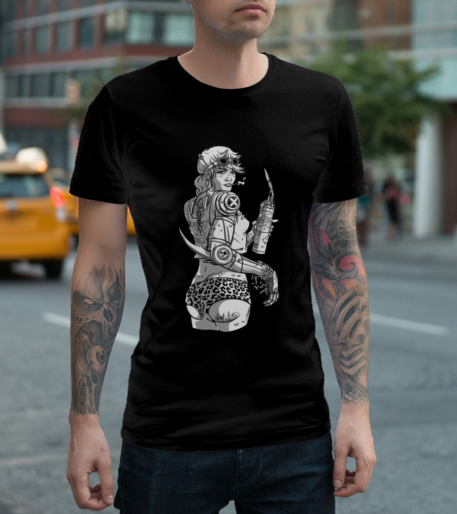Ro Bo Boo Tay Post No Bills Leopard Don't Touch Cyber Punk T-Shirt