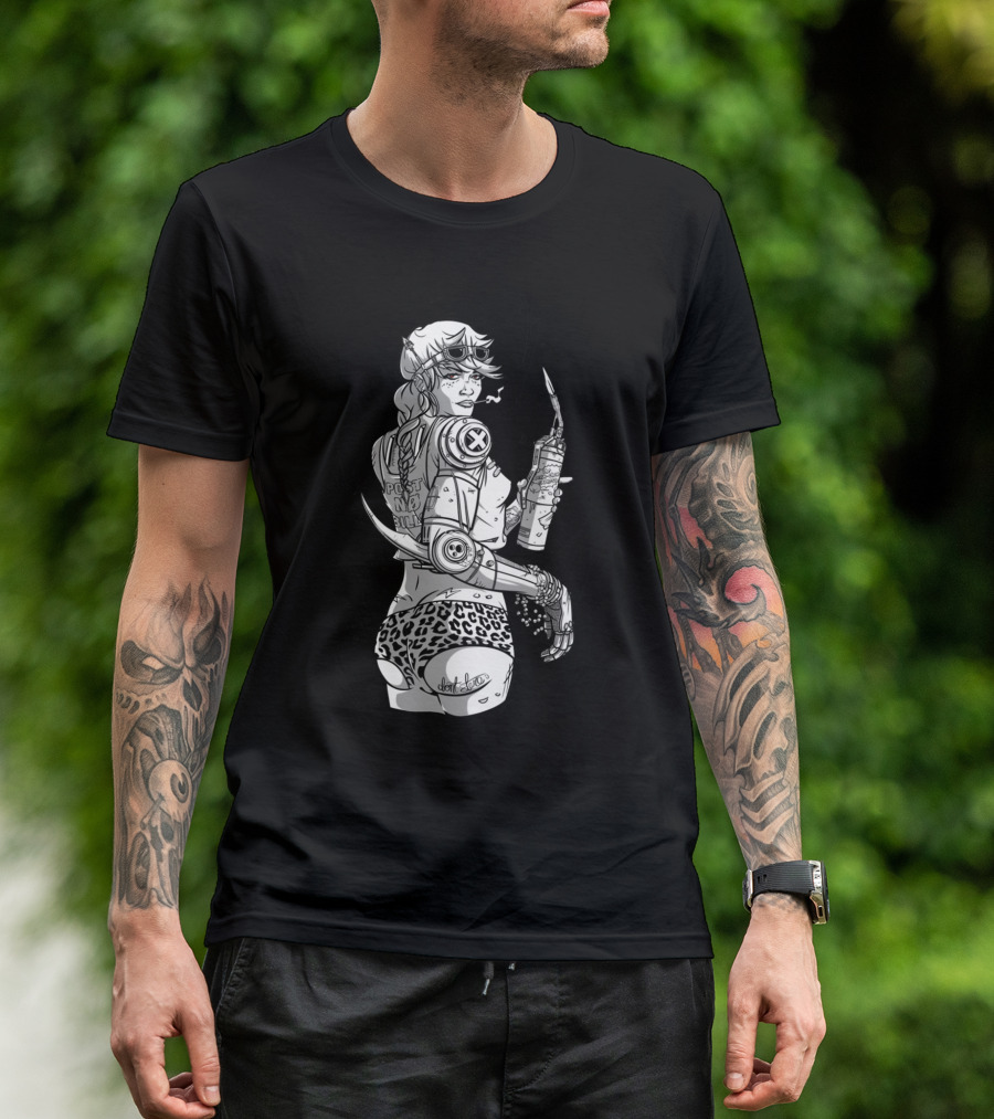 Ro Bo Boo Tay Post No Bills Leopard Don't Touch Cyber Punk T-Shirt