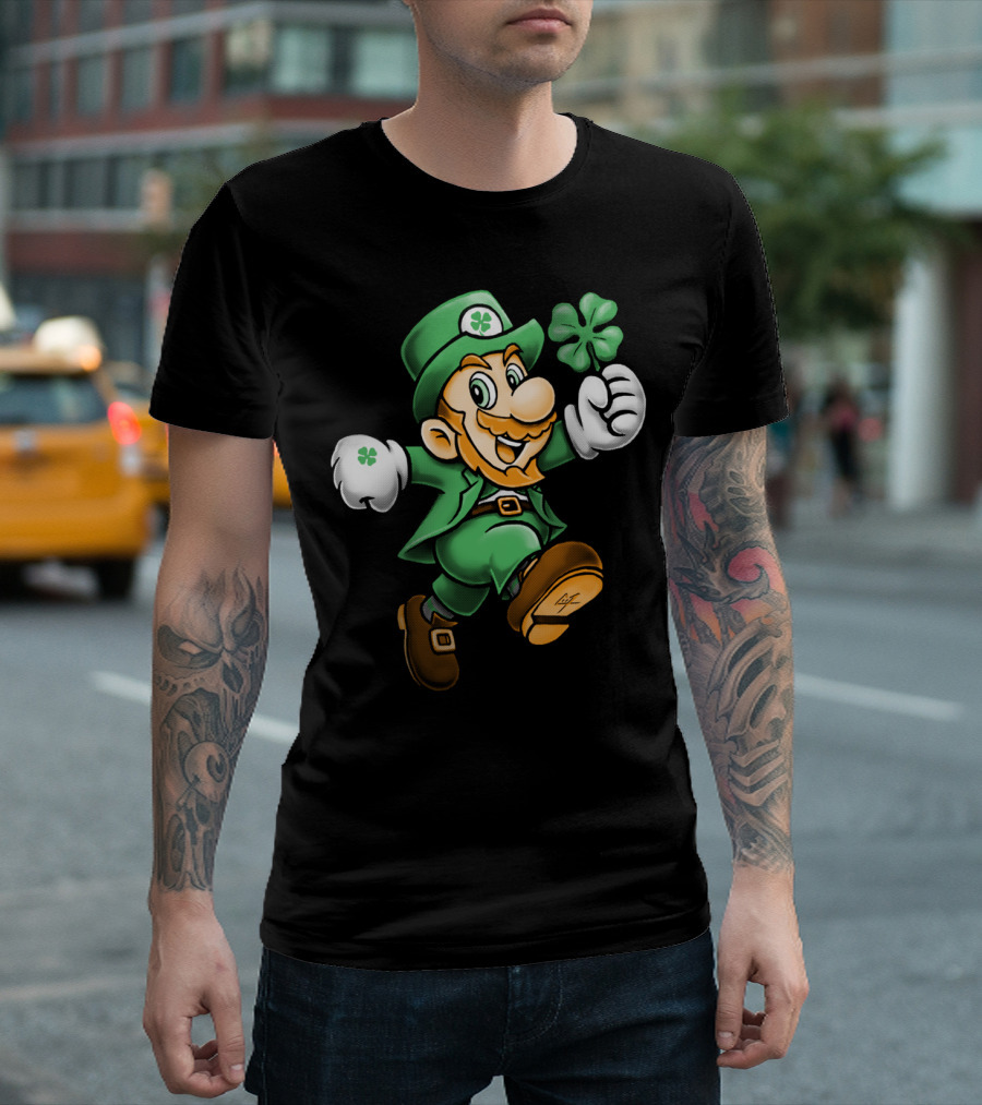 Lucky Mario Leprechaun Four Leaf Clover Jumper T-Shirt