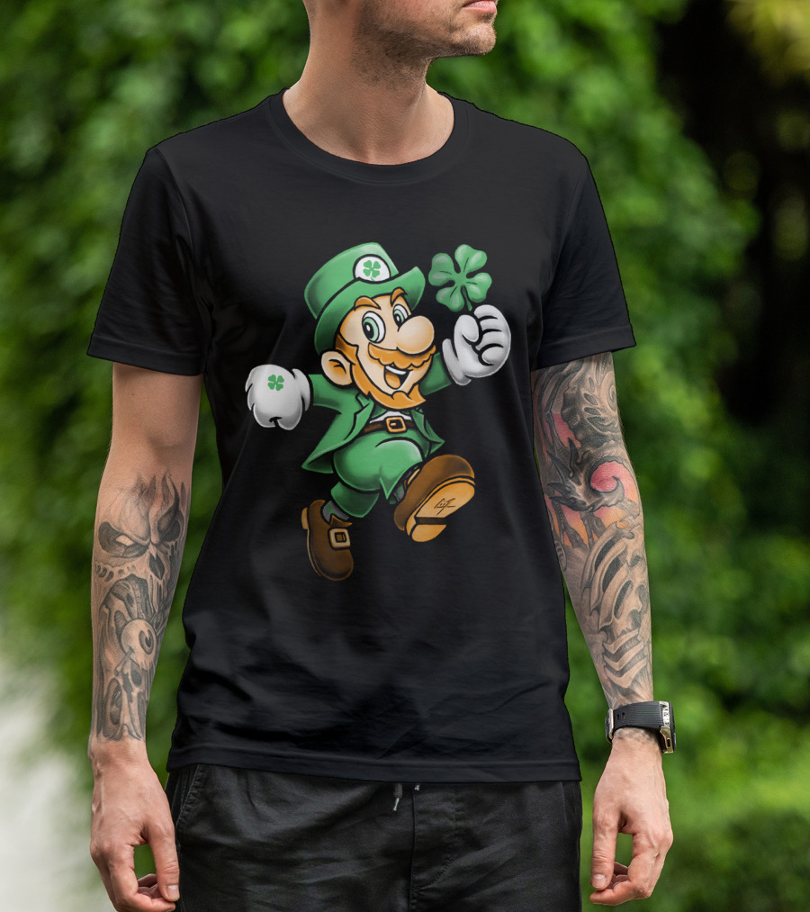 Lucky Mario Leprechaun Four Leaf Clover Jumper T-Shirt