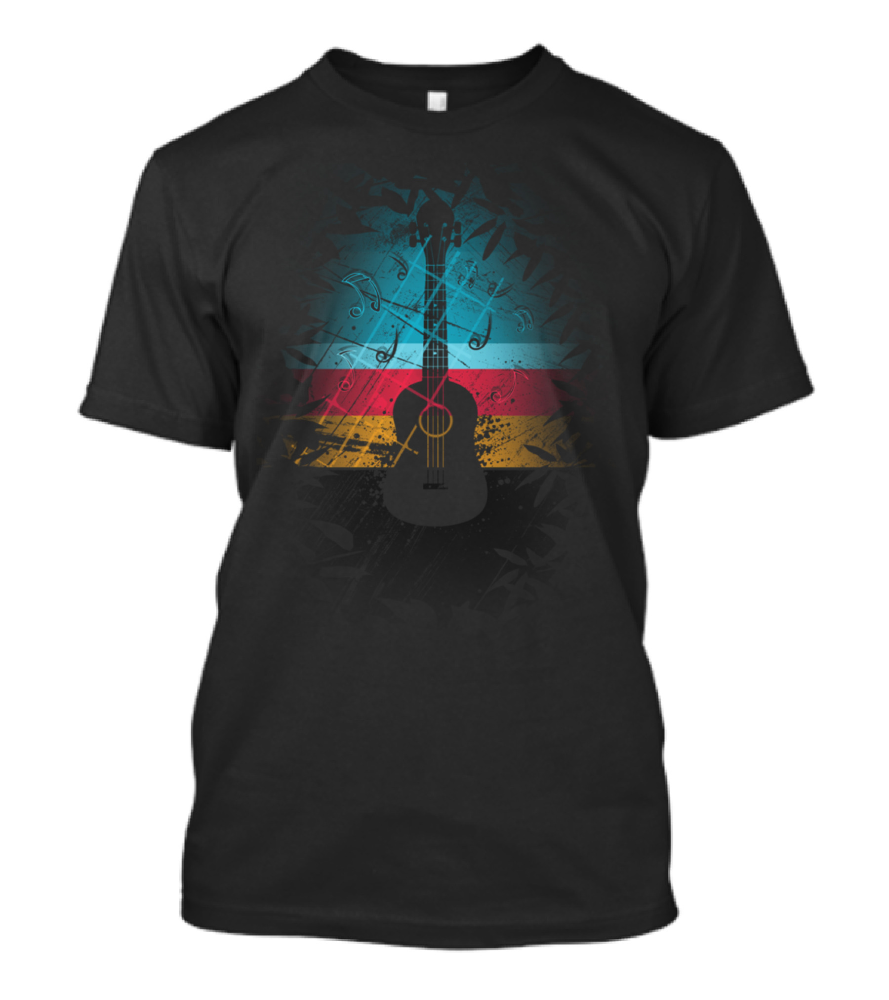 Vintage Sunset Guitar Uke Instruments Music Notes T-Shirt