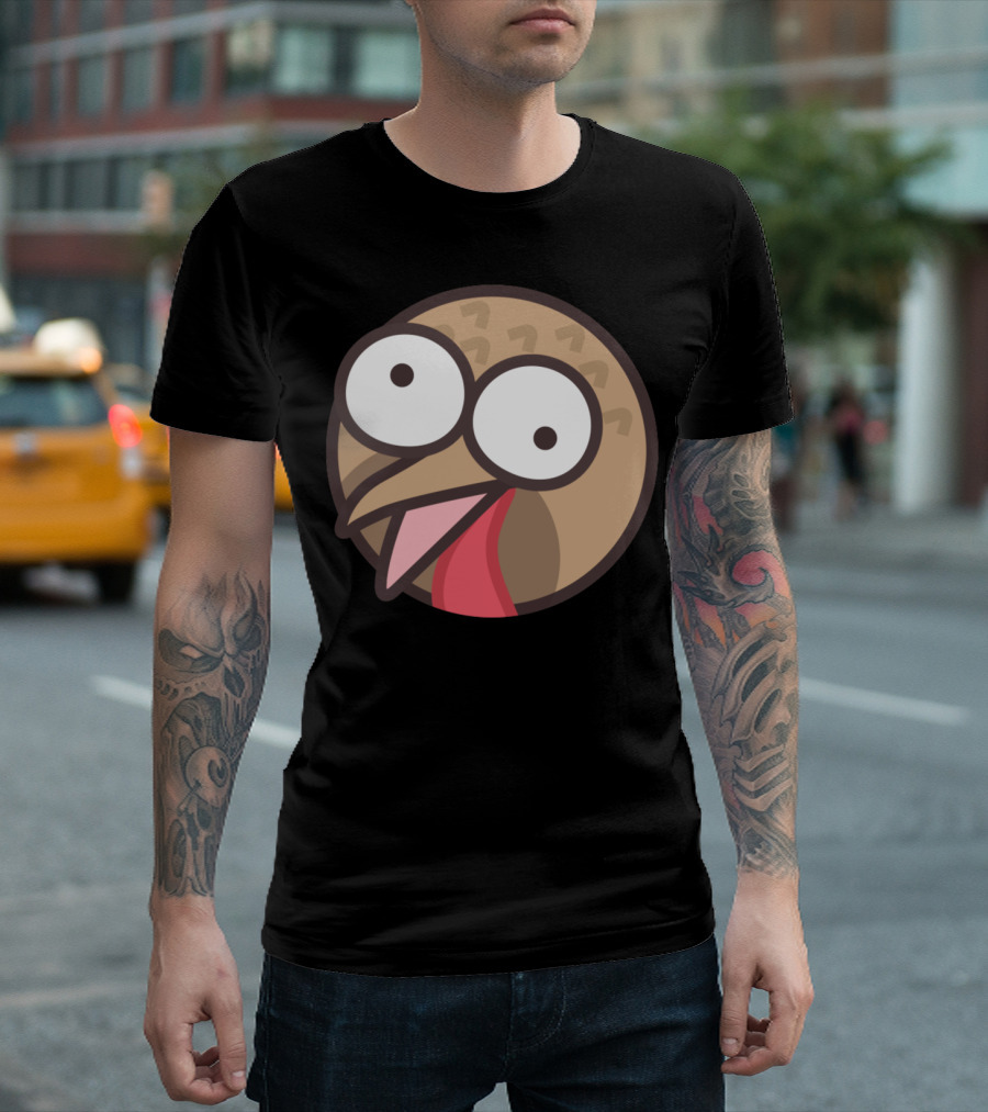 Turkey Cartoon Face Sticker T-Shirt