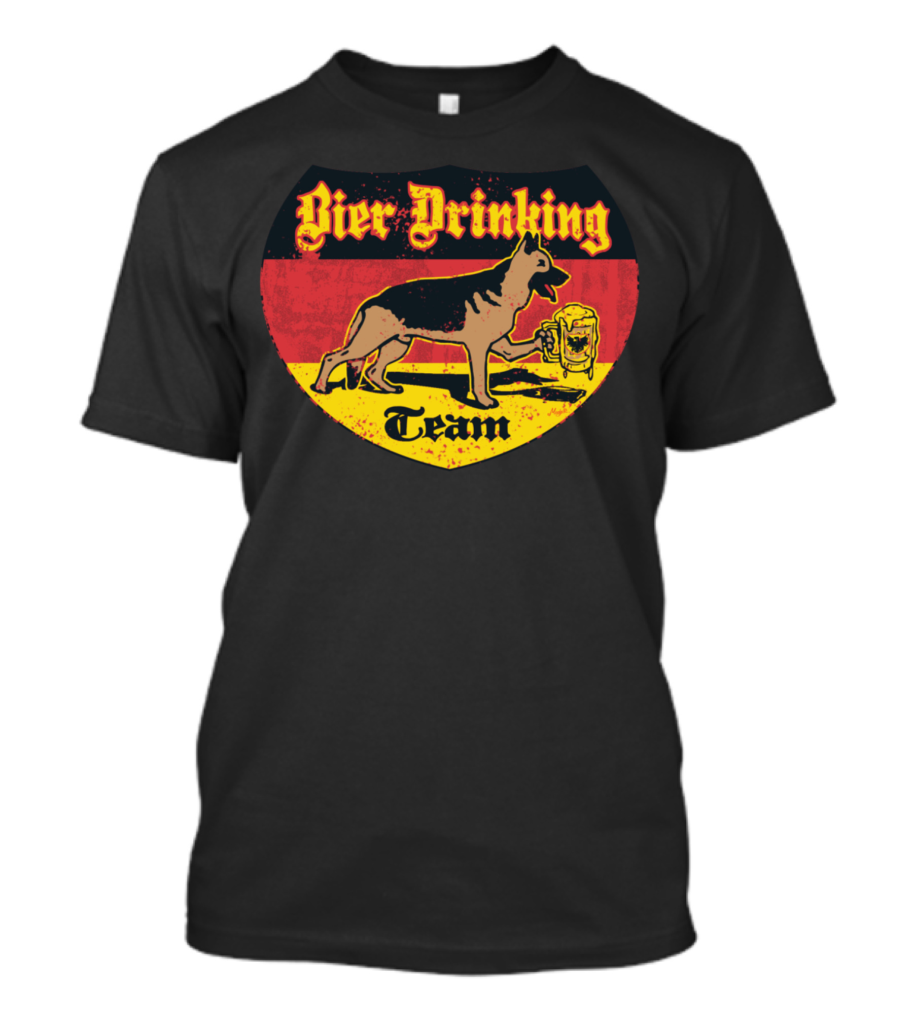 Bier Drinking Team German Shepherd Shield Flag T-Shirt
