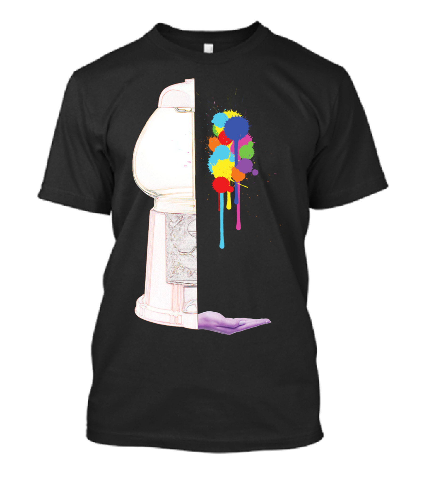 Gumball Please Gra Half Gumball Machine Multicolor Splatter Abstract T-Shirt