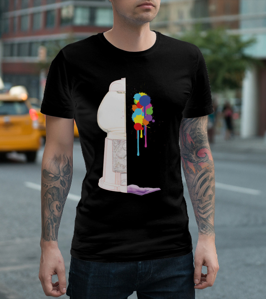 Gumball Please Gra Half Gumball Machine Multicolor Splatter Abstract T-Shirt