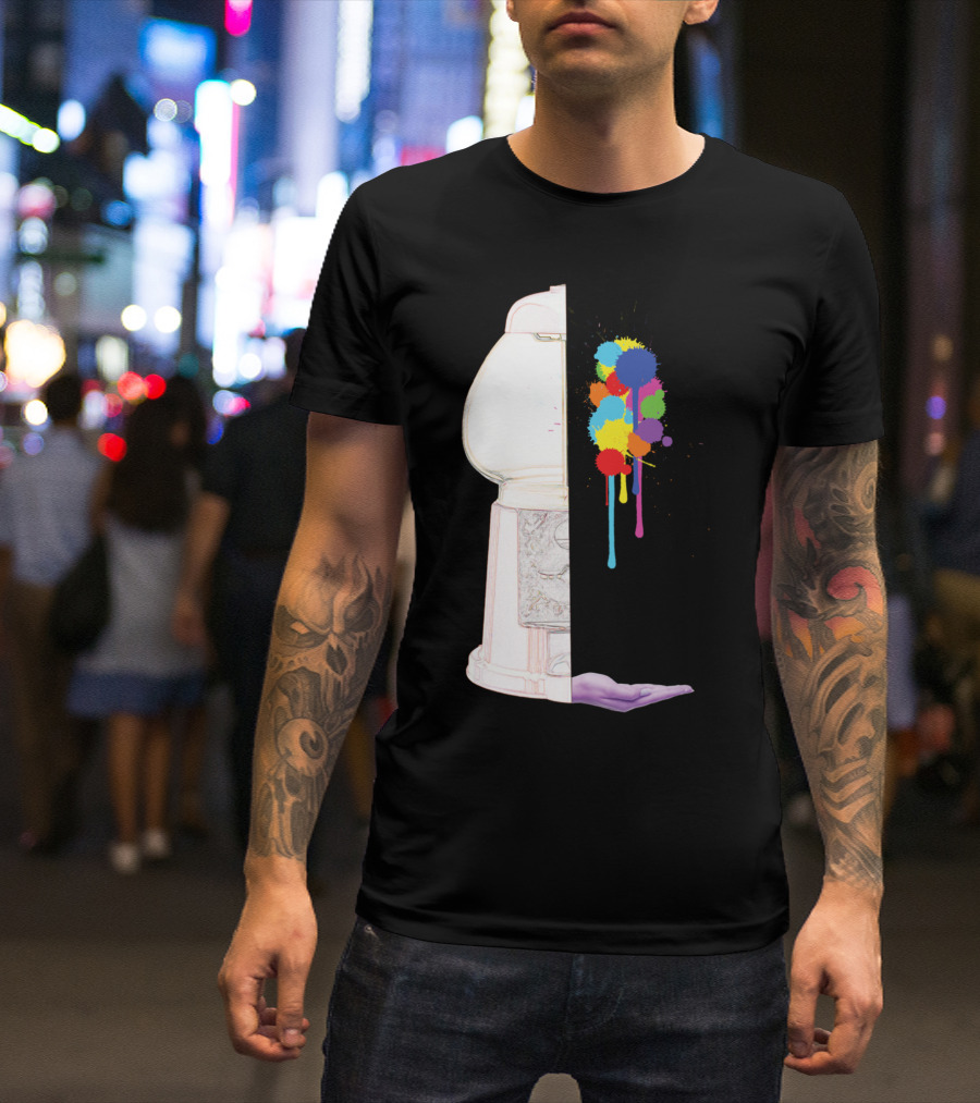 Gumball Please Gra Half Gumball Machine Multicolor Splatter Abstract T-Shirt