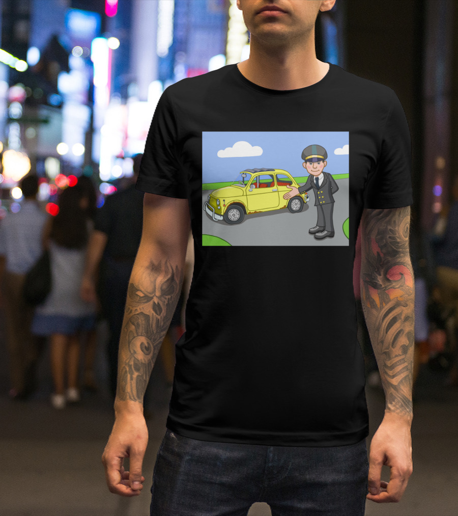 The Chauffeur Cartoon With Yellow Car By College T-Shirt