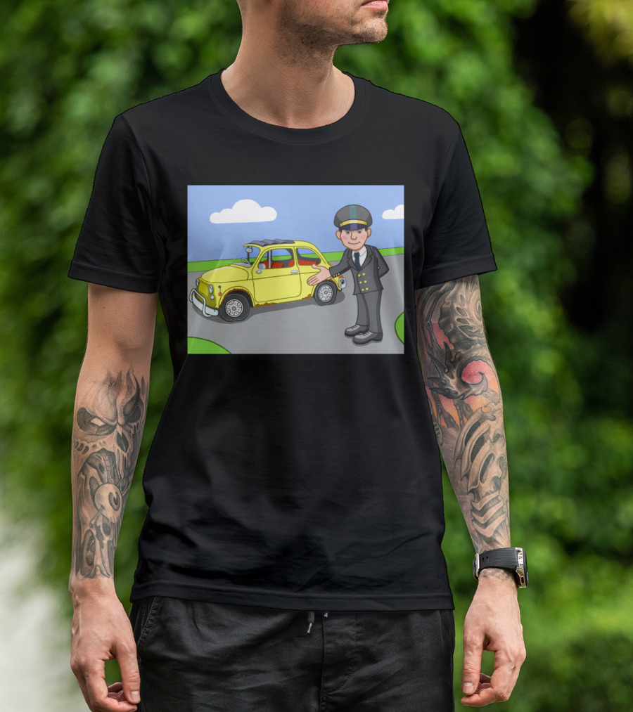 The Chauffeur Cartoon With Yellow Car By College T-Shirt