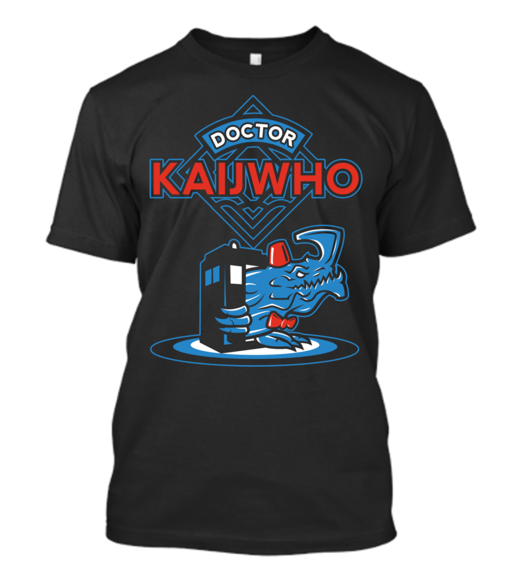 Doctor KaijWho TARDIS Fez Dinosaur Iconic Mashup T-Shirt