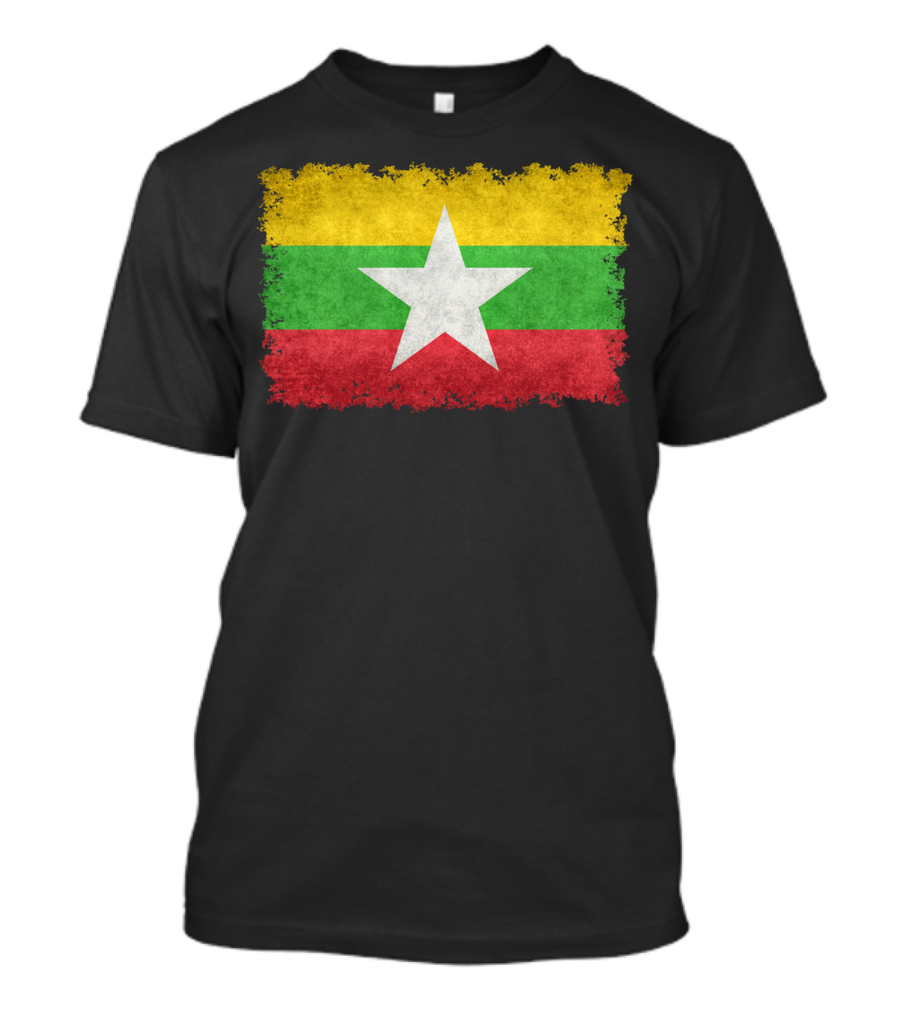 Myanmar Flag Vintage Style Rugged Grunge Effect T-Shirt