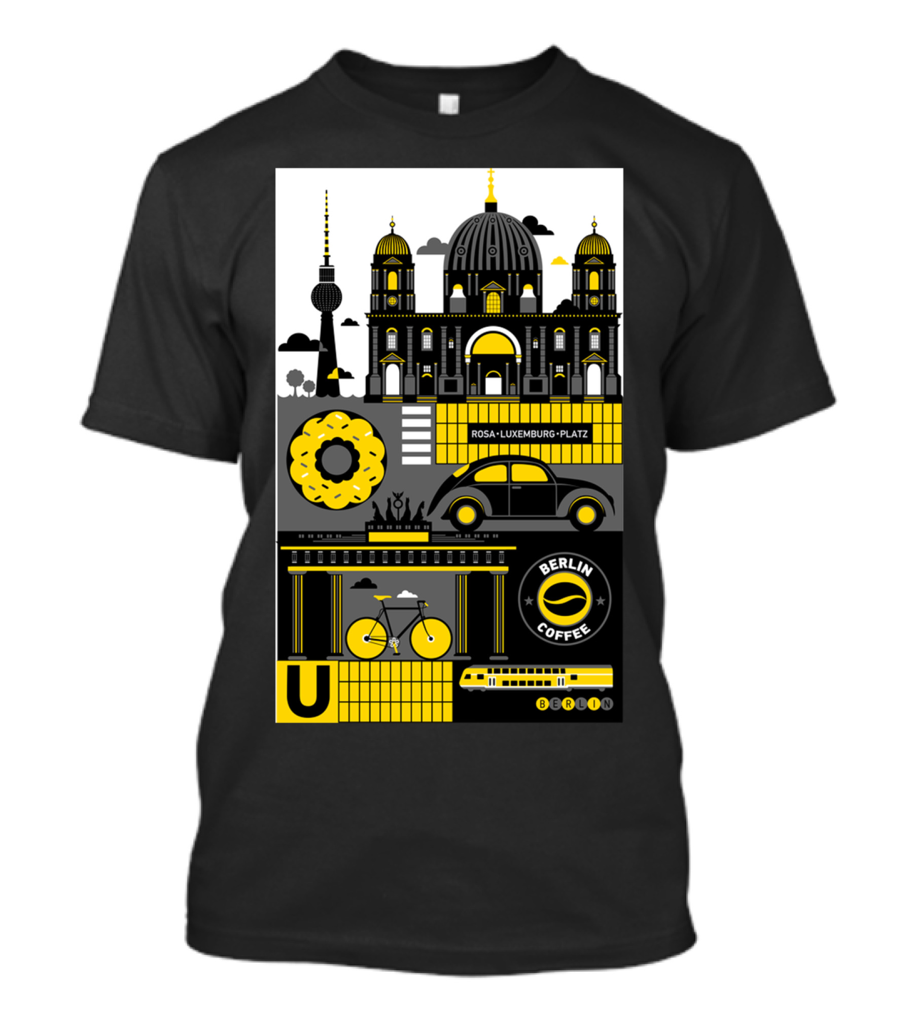 Berlin Cathedral TV Tower Rosa-Luxemburg-Platz U-Bahn Bicycle Berlin Coffee Donut T-Shirt