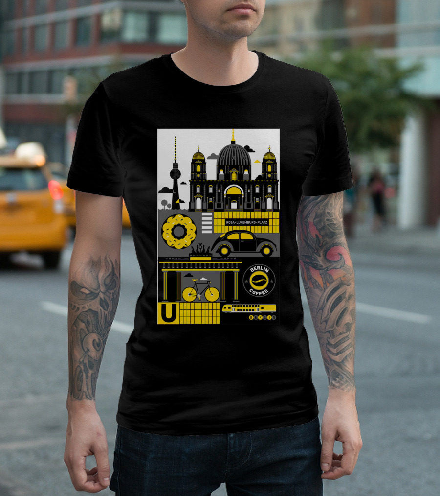 Berlin Cathedral TV Tower Rosa-Luxemburg-Platz U-Bahn Bicycle Berlin Coffee Donut T-Shirt