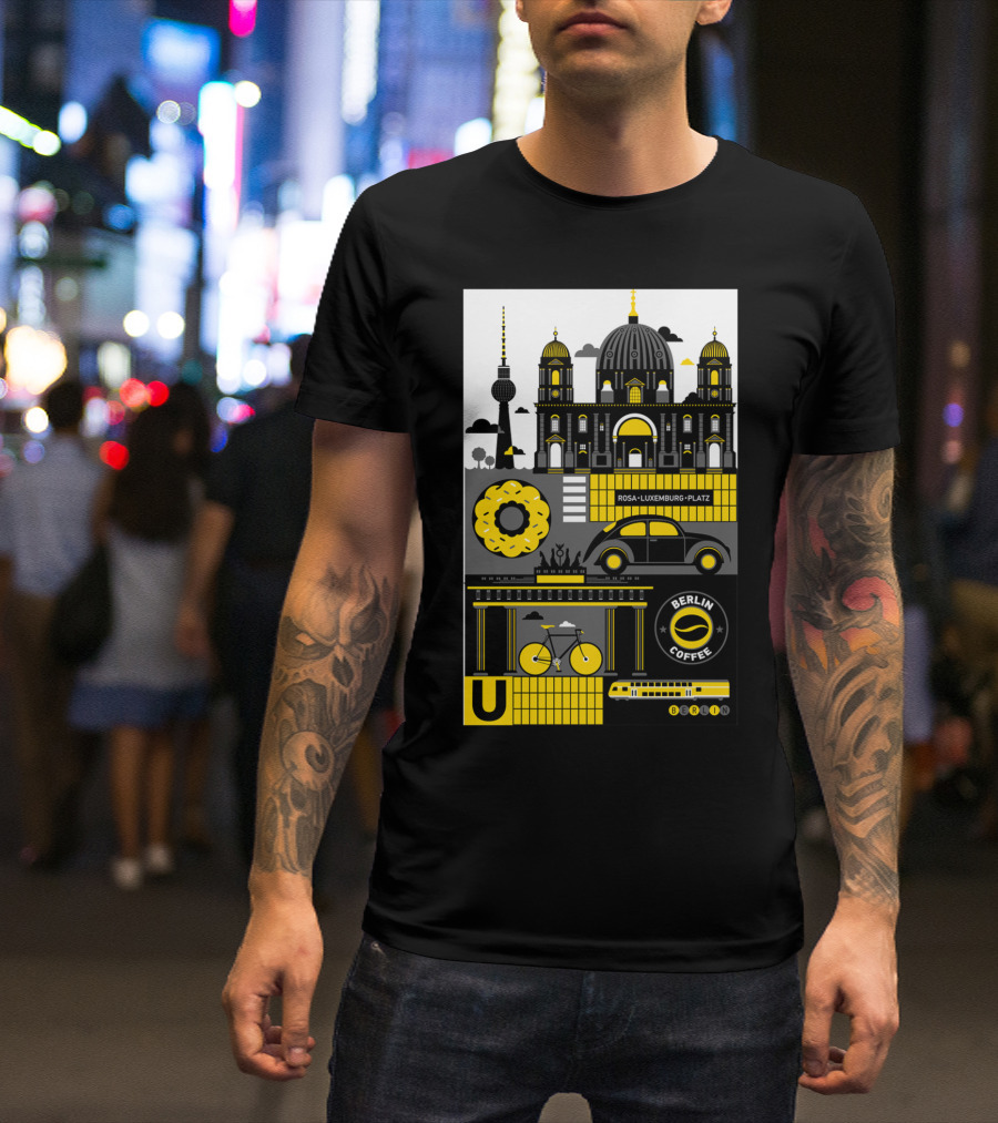 Berlin Cathedral TV Tower Rosa-Luxemburg-Platz U-Bahn Bicycle Berlin Coffee Donut T-Shirt