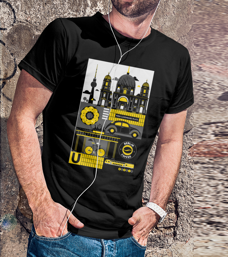 Berlin Cathedral TV Tower Rosa-Luxemburg-Platz U-Bahn Bicycle Berlin Coffee Donut T-Shirt