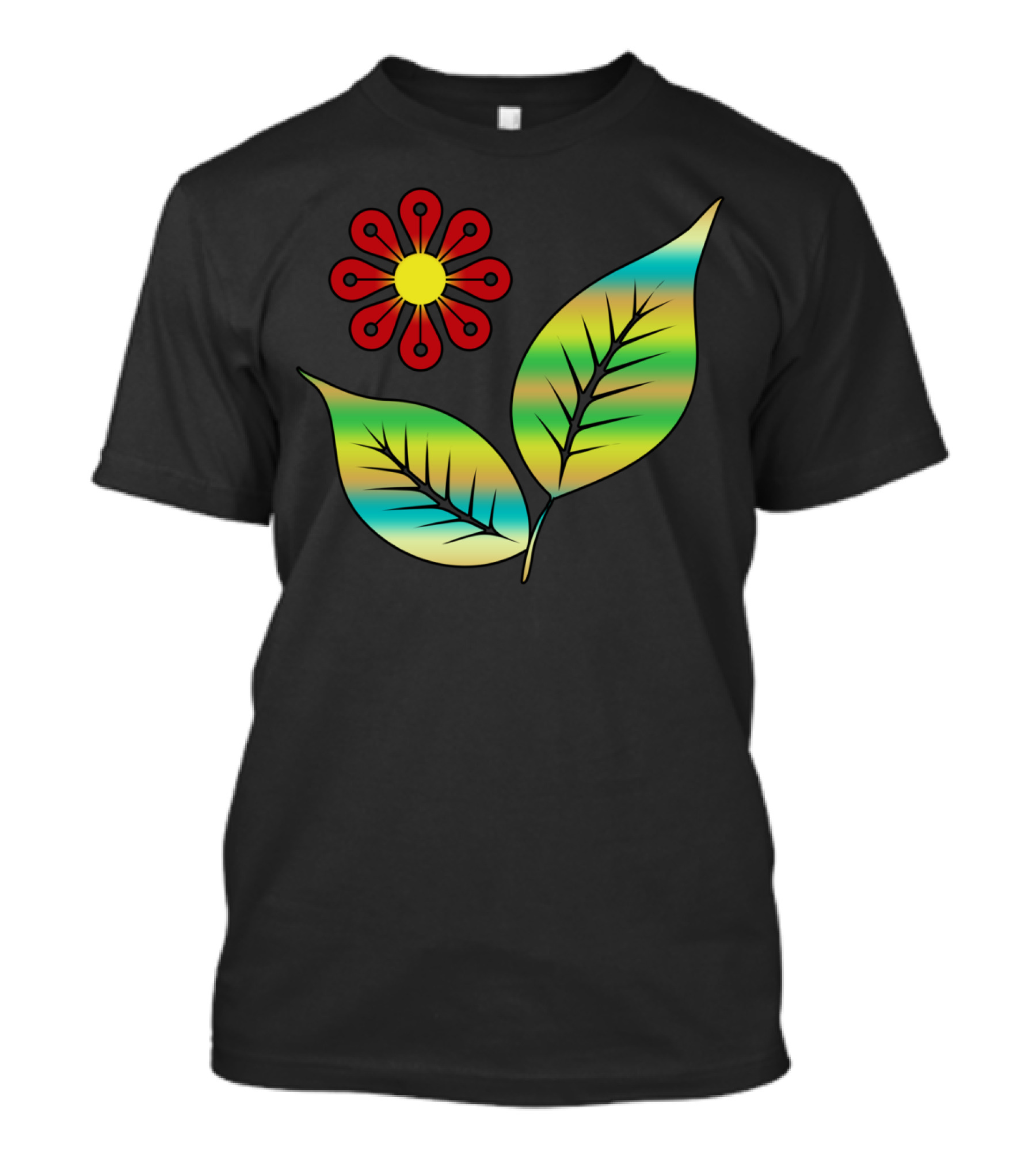 Leaves And Vibrant Red Flower T-Shirt