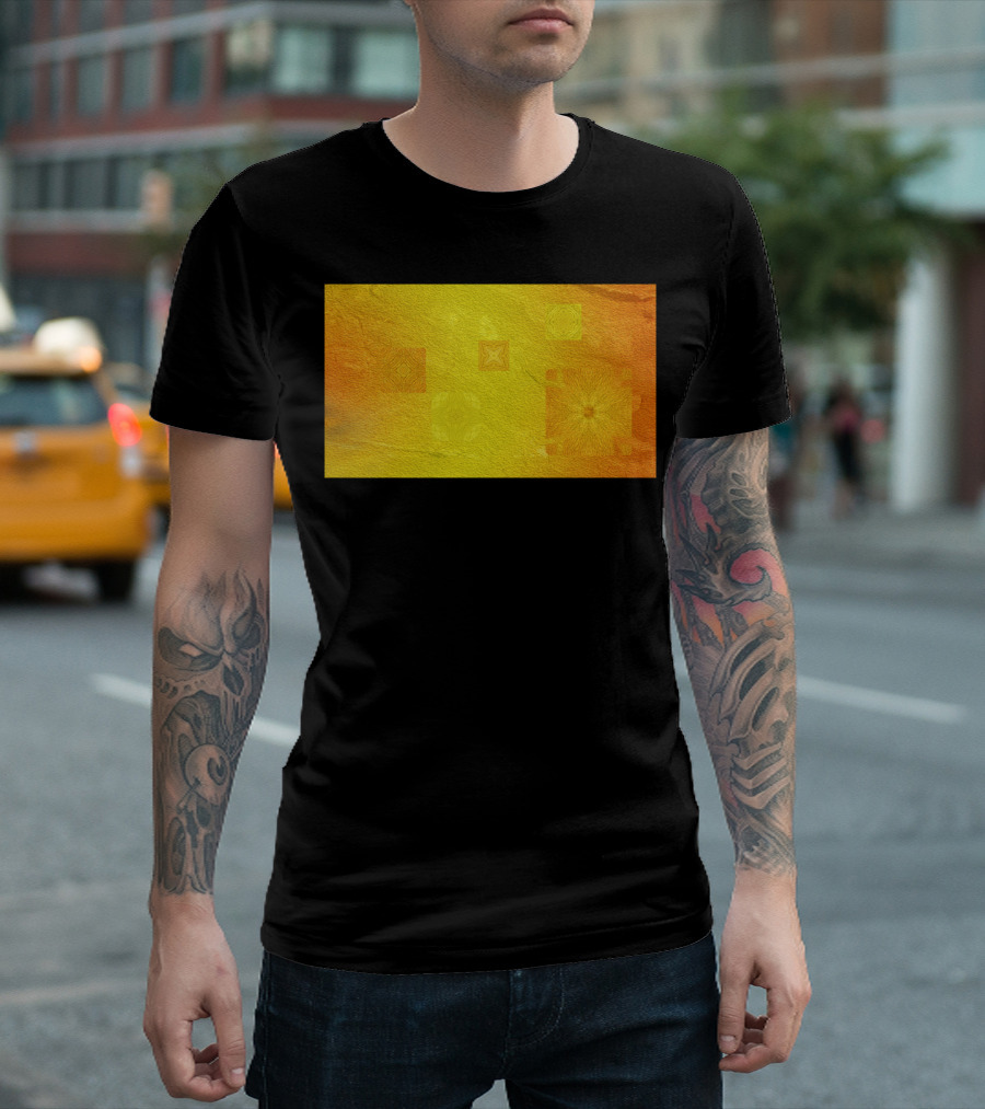 Mysterious Solar Flowers Textured Orange Yellow Geometric T-Shirt