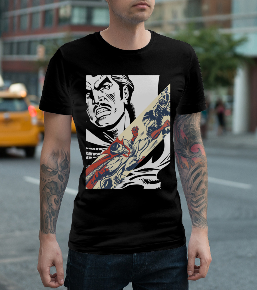 Doctor Strange Dynamic Comic Combat Scene T-Shirt