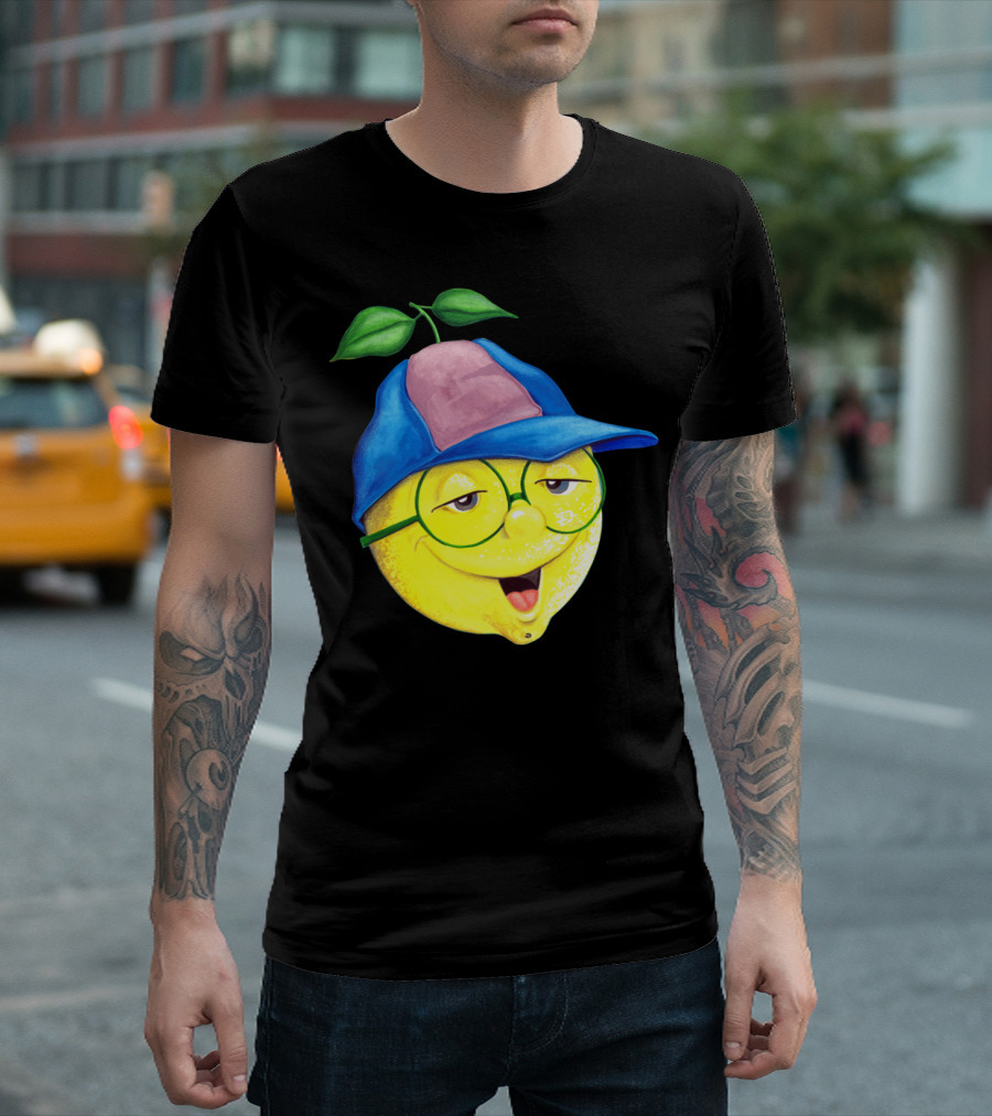 Luke Lemonhead Purple Smirking Lemon With Hat And Glasses T-Shirt