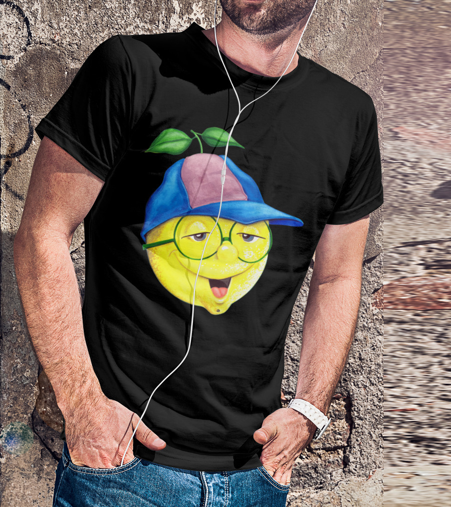 Luke Lemonhead Purple Smirking Lemon With Hat And Glasses T-Shirt