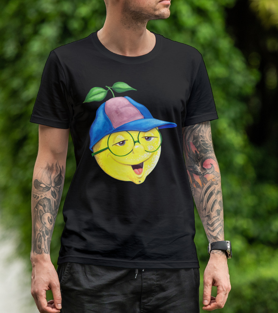 Luke Lemonhead Purple Smirking Lemon With Hat And Glasses T-Shirt
