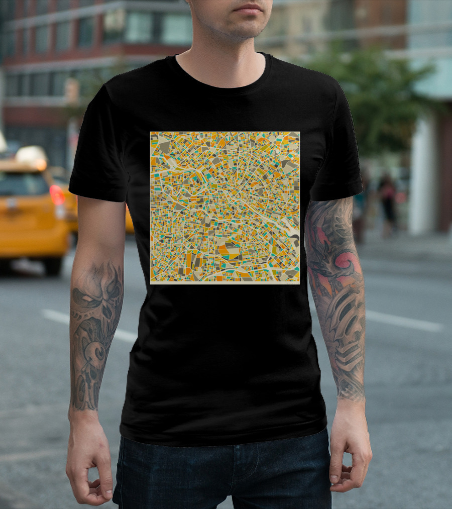 BERLIN MAP CITY STREET LINES GEOMETRIC ABSTRACT T-Shirt